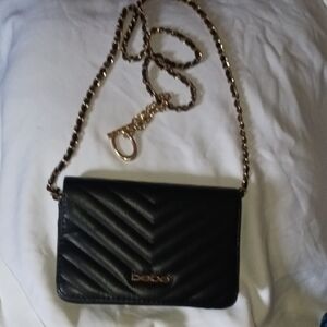 Bebe Black Chevron Crossbody Bag with Gold Chain